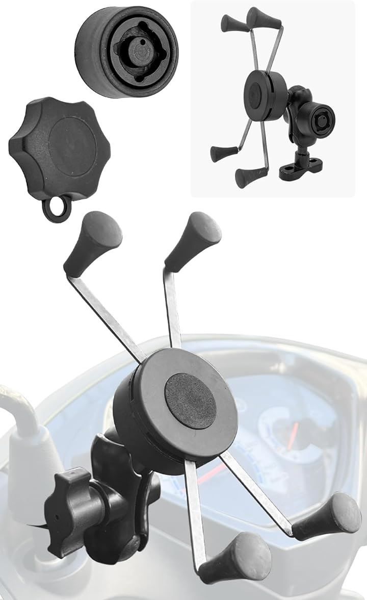 GOROPRI 互換品 原付 スマホホルダー バイク スクーター バイク用 Xグリップスマホホルダー ラム マウント( Dタイプ(6.3インチ以上・盗難防止ノブ付き))