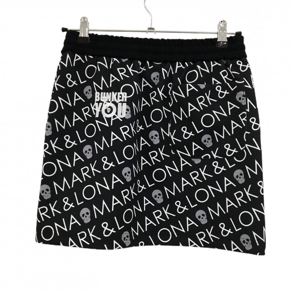 新品】マークアンドロナ スカート 黒×白 斜めロゴ総柄 スカル ウエスト