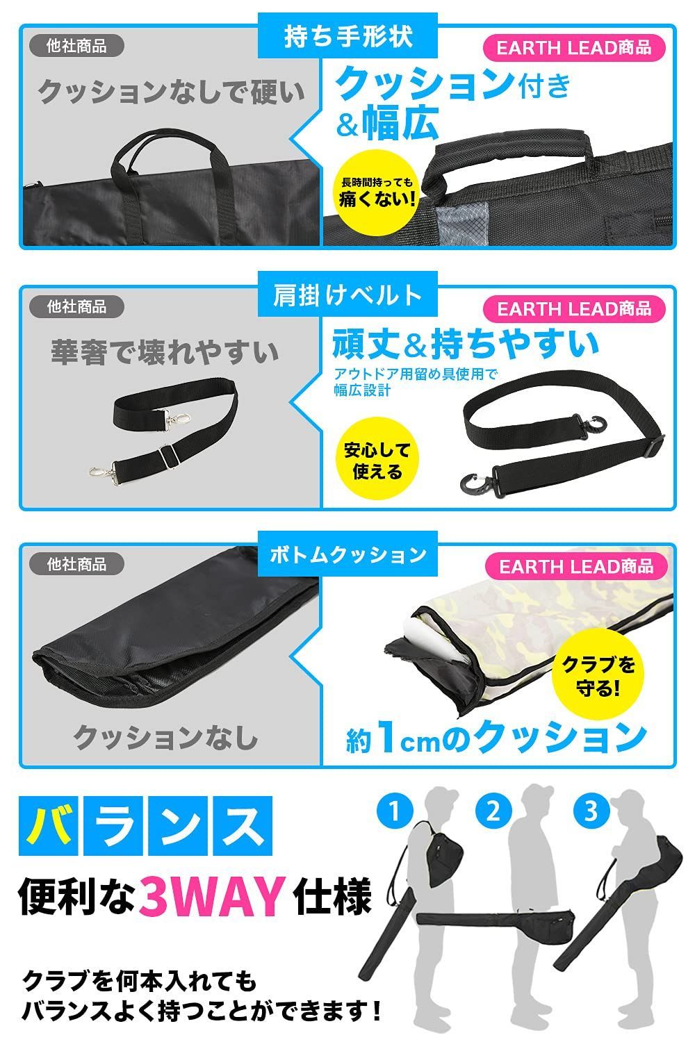 新着商品 【公式】EARTH LEAD ゴルフ クラブケース 【超軽量 大