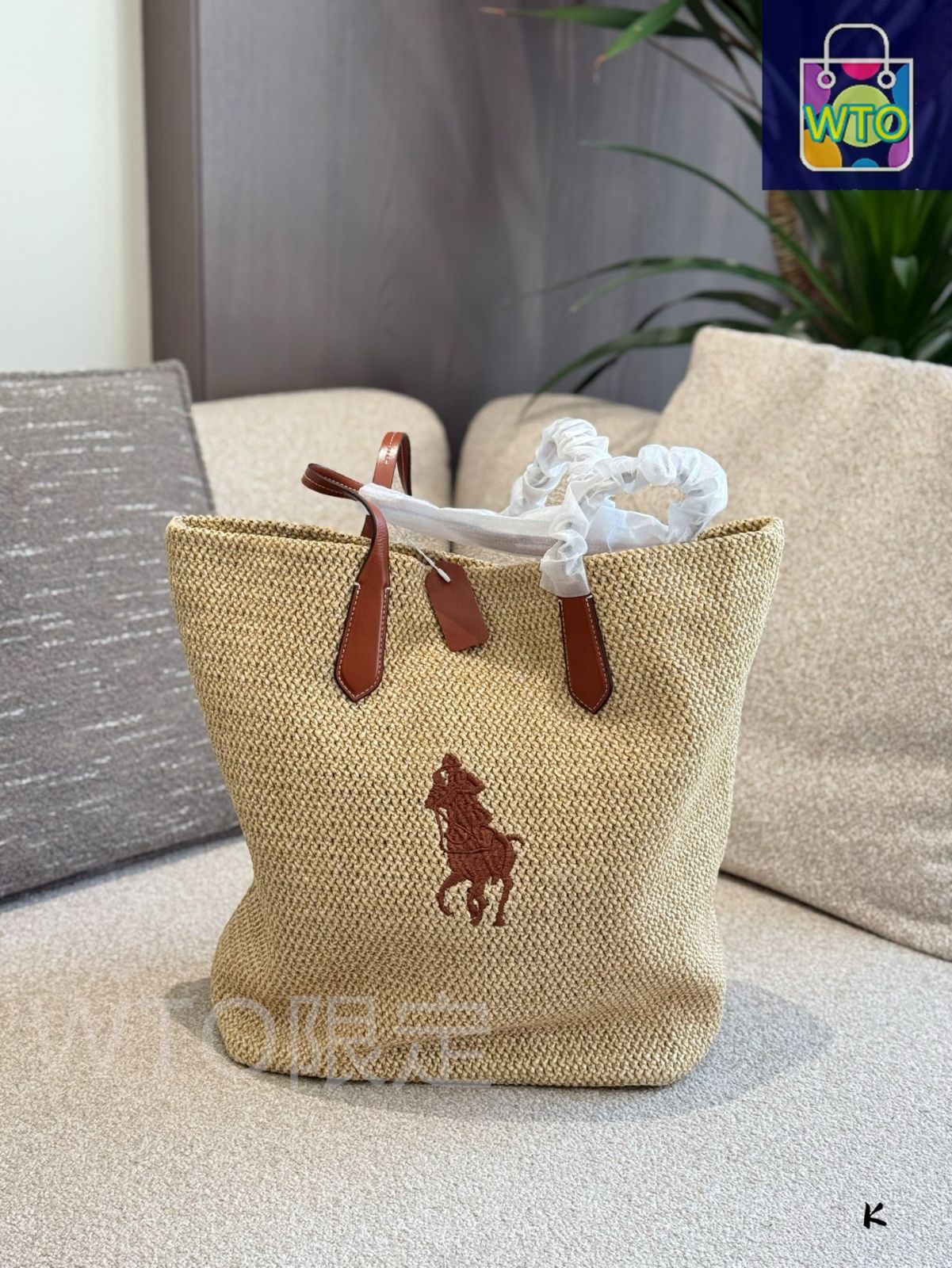 【新品未使用】Lauren Ralph Lauren ラフィアバッグ Polo Ralph Lauren ラフィア ショルダーバッグ | ニュートラル