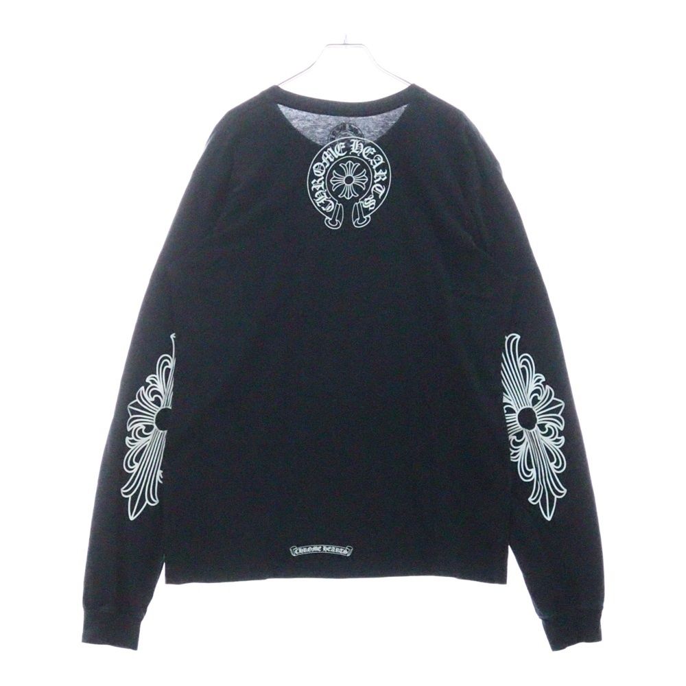 CHROME HEARTS (クロムハーツ) Neck Logo Floral Cross L/S Tee