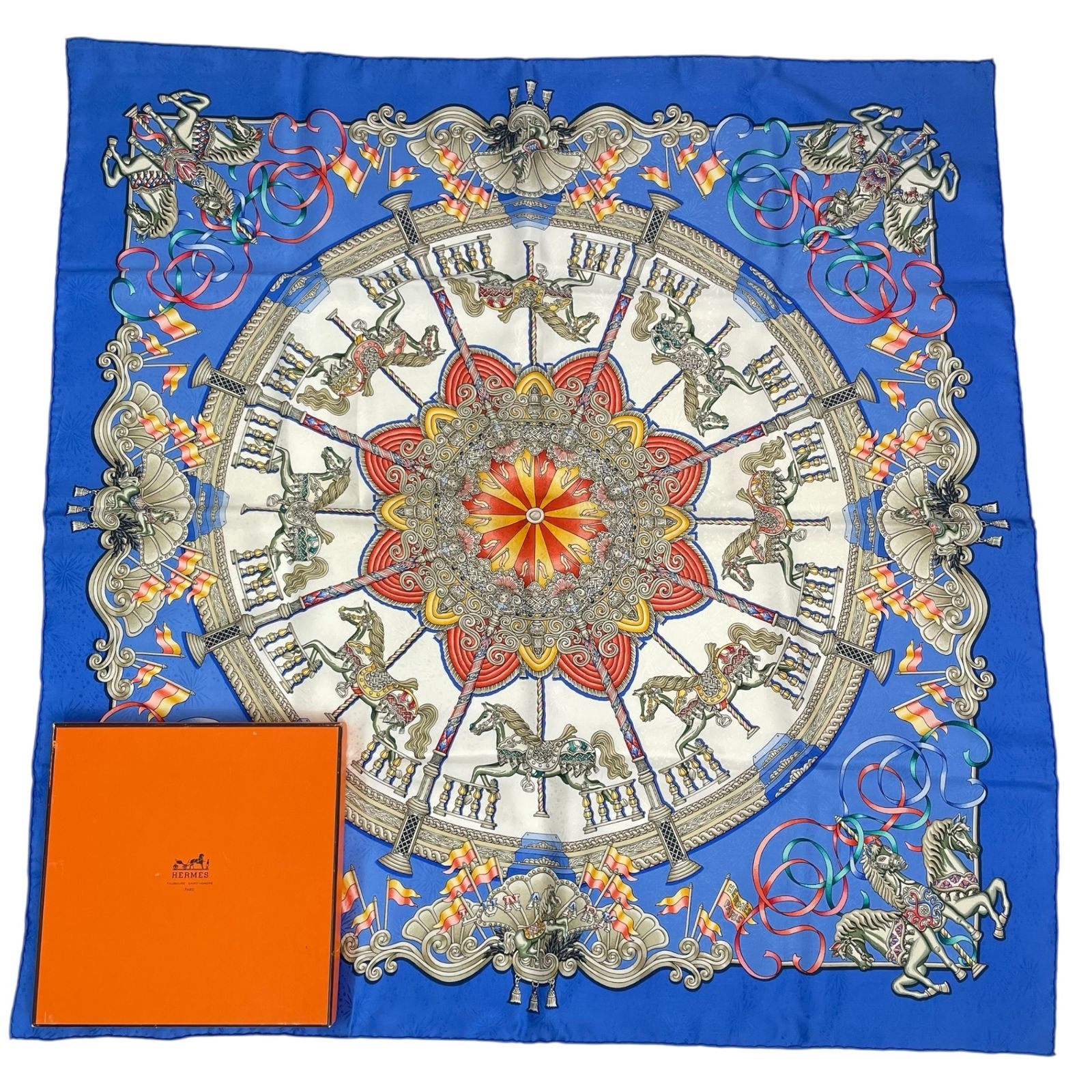 【新品】エルメス シルク100%スカーフ メリーゴーランド エルメス スカーフ シルク100％ カレ90 メリーゴーランド 箱・袋付き