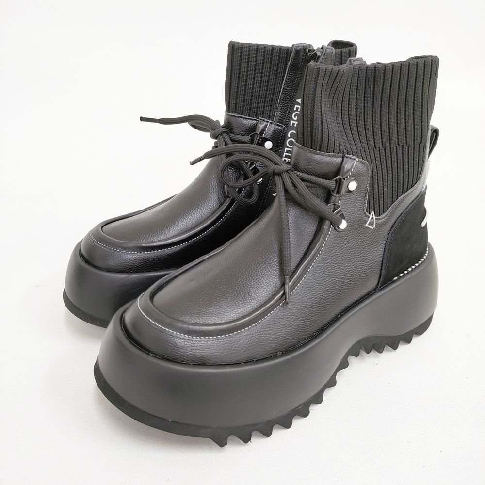 VEGE ベジ BIG FOOT 厚底 定価35200円 ブーツ ブラック レディース 5-0603G◎