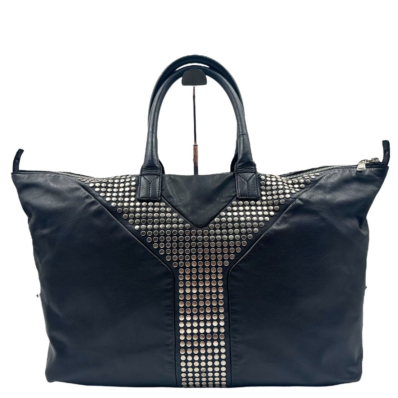 YVES SAINT LAURENT サンローラン ボストンバッグ ハンドバッグ トラベルバッグ イージーロック スタッズ Yスタッズ Yライン Yラインロゴ シルバー金具 メンズ レディース 男女兼用 A4 パソコン 旅行 大容量