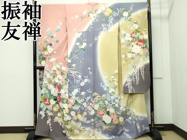 平和屋本店■極上　振袖　友禅　花籠文　暈し染め　逸品　CZAA2345s5 平和屋本店□極上 振袖 友禅 花籠文 暈し染め 逸品 CZAA2345s5 - メルカリ