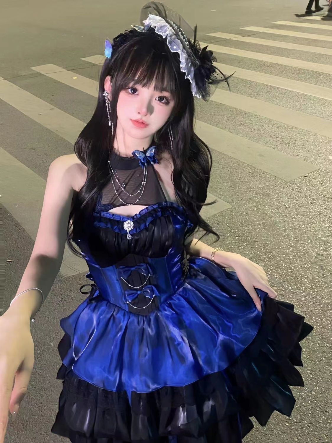 キャミワンピース ロリータ 公主風 ハイネックサスペンダードレス ショートドレス フリル付き プリンセス風パーティードレス トレーン別売り