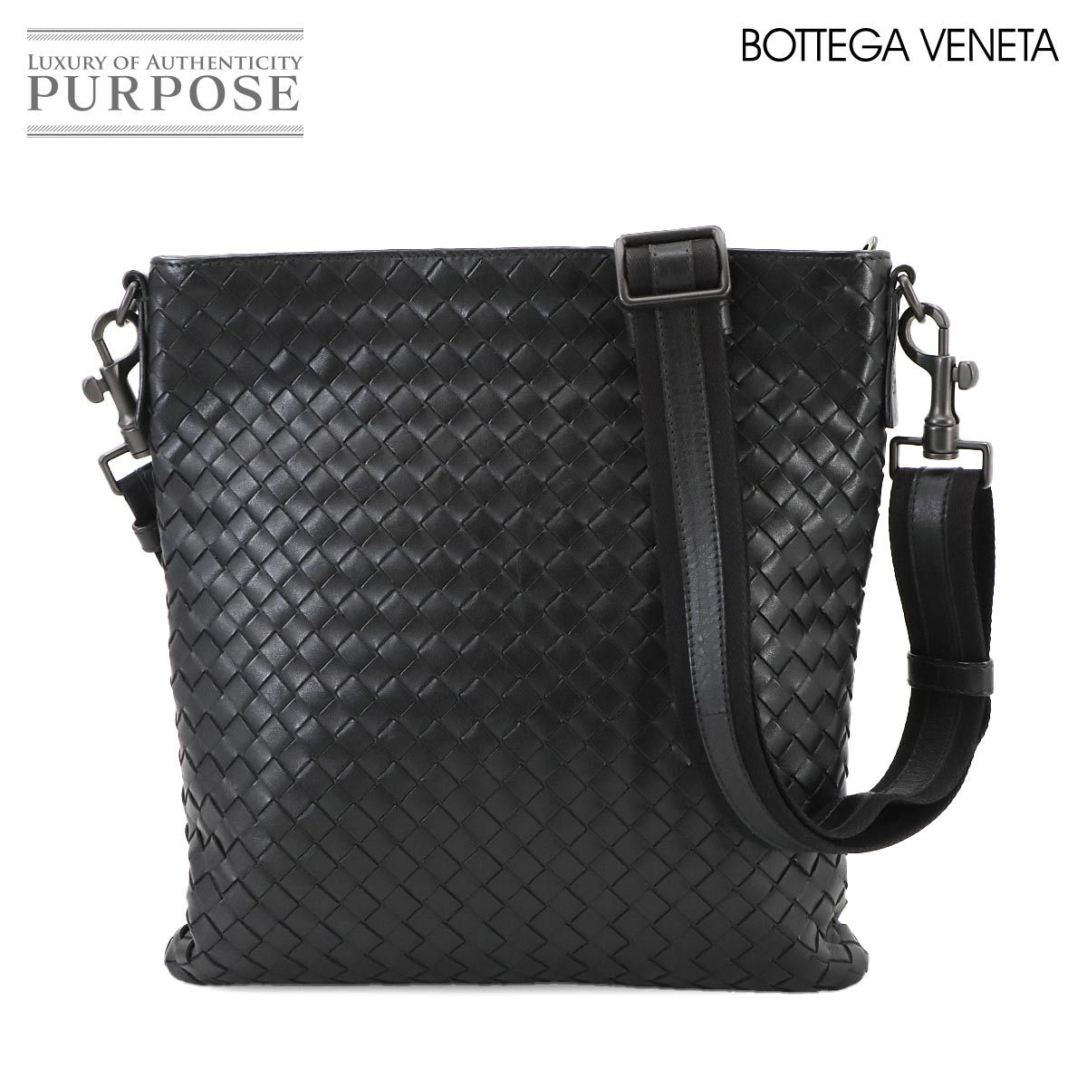 ボッテガ ヴェネタ BOTTEGA VENETA イントレチャート ショルダー バッグ レザー ブラック 276357 Intrecciato Shoulder Bag 90296796