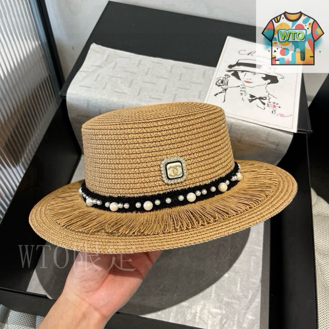 今日特価】Chanel New 平頂 ストローハット-2 - メルカリ