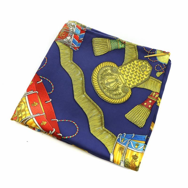 HERMES カレ90 LES TAMBOURS 　タンブールの太鼓　シルク HERMES - 美品 エルメス スカーフ カレ90 シルク100% タンブール