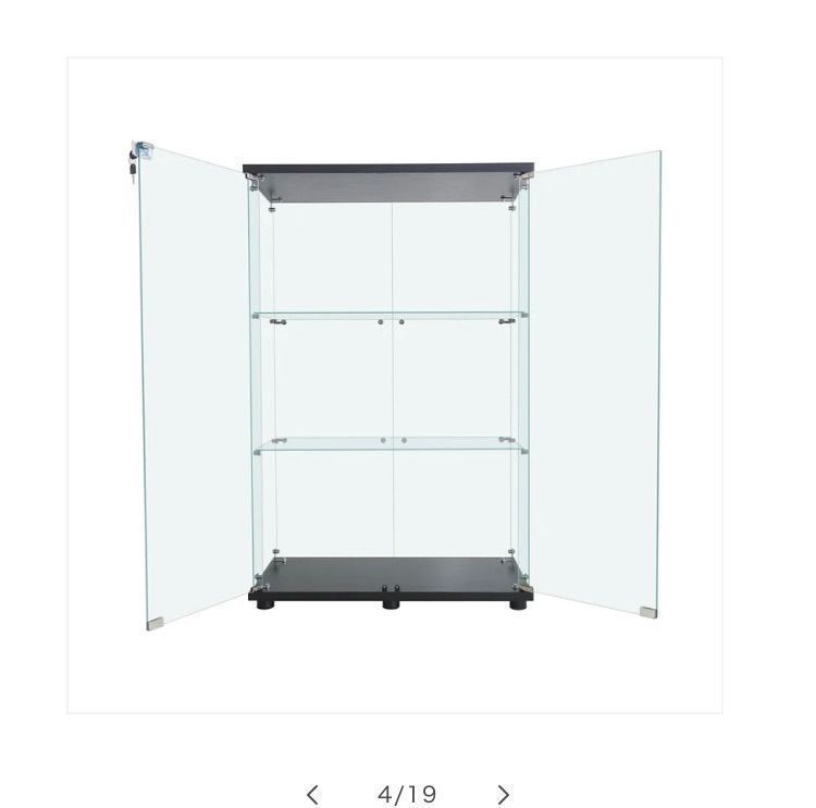 新品両扉ガラスケース3段 ホワイト 保護ケース インテリア