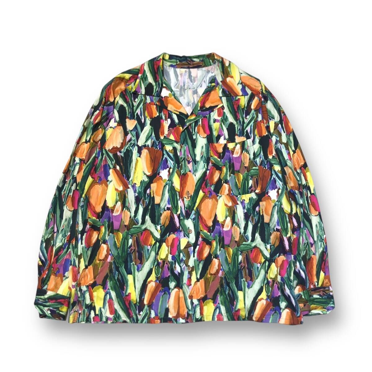 24ss m s braque PRINT RAGLAN LONG SLEEVE SHIRT size 40 ブラック プリント 長袖シャツ エムズブラック