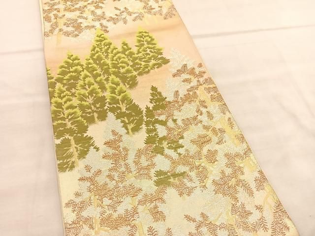 平和屋着物◎六通柄袋帯 樹林文 金銀糸 正絹 逸品 BAAV1574hv