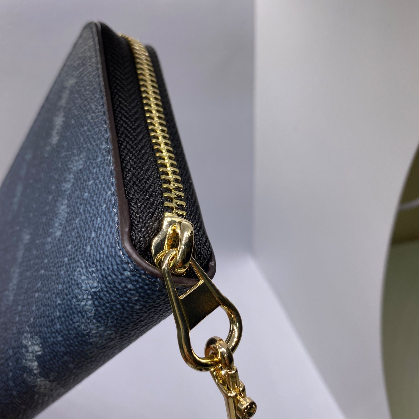極美品 Coach 長財布 ブルー デニム 総柄 レディース メンズ