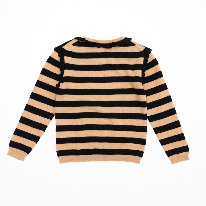 DOLCE-GABBANA ドルチェアンドガッバーナ セーター サイズ7月8日 カシミヤ×ウール ニット ボーダー 120-130cm ハートワッペン装飾 イタリア製 ブランド古着 20250612|RA0066