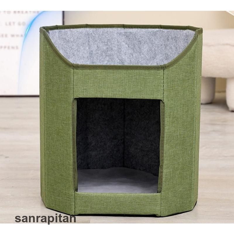  ペットベッド ペットハウス キャットハウス 2段 折り畳み 猫 ネコ ねこ リラックス 暖かい 省スペース ペット用品 キャットハウス ベッド クッション ハウス
