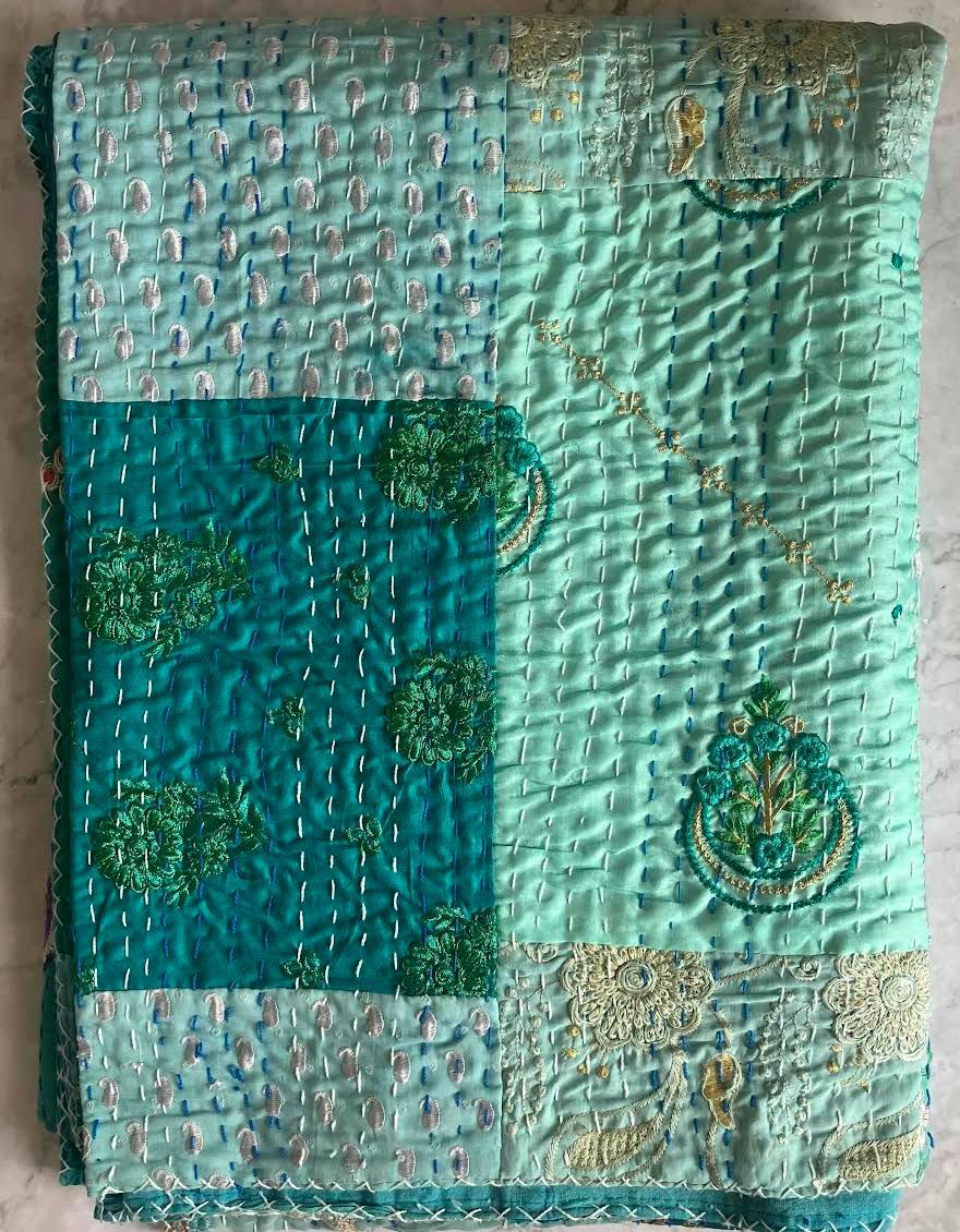 カンタキルト　マルチカバー　サリーパッチワーク　#10 BLUE カンタキルト マルチカバー サリーパッチワーク #16 BLUE - メルカリ