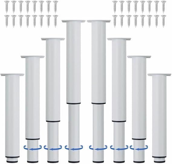 【在庫処分】XINMEIWEN 金属製調節可能な家具脚 8個パック 10~16.5インチ キャビネットフットレッグ 高耐久 ベッドセンターフレーム スラットサポート脚 テーブルベッドソファ用ネジ16本付き (