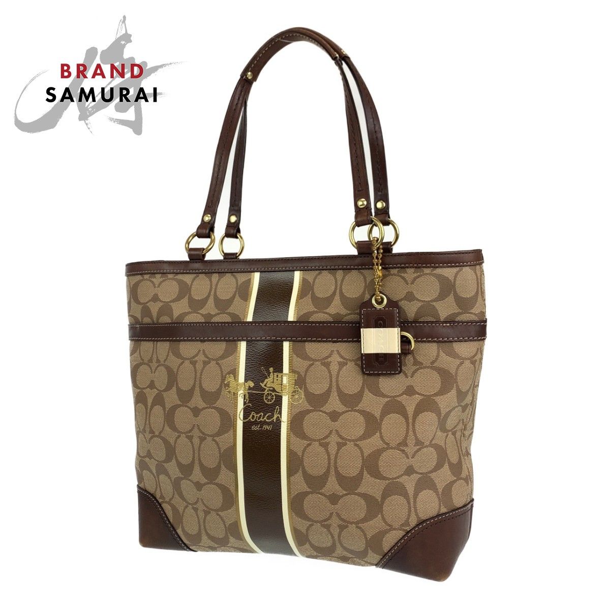 中古】 コーチ トートバッグ F58282 シグネチャー キャンバス レザー  