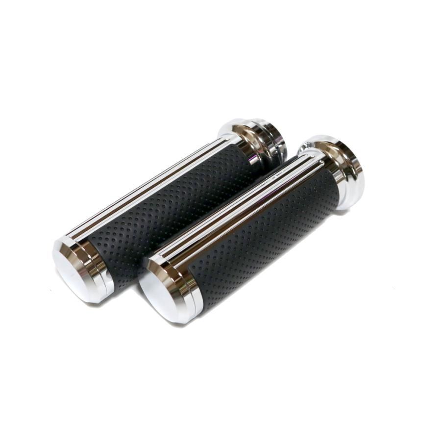 ハーレー用 ハンドル グリップ ビレット 電スロ 電子スロットル用 ツーリングモデル ラバー メッキ