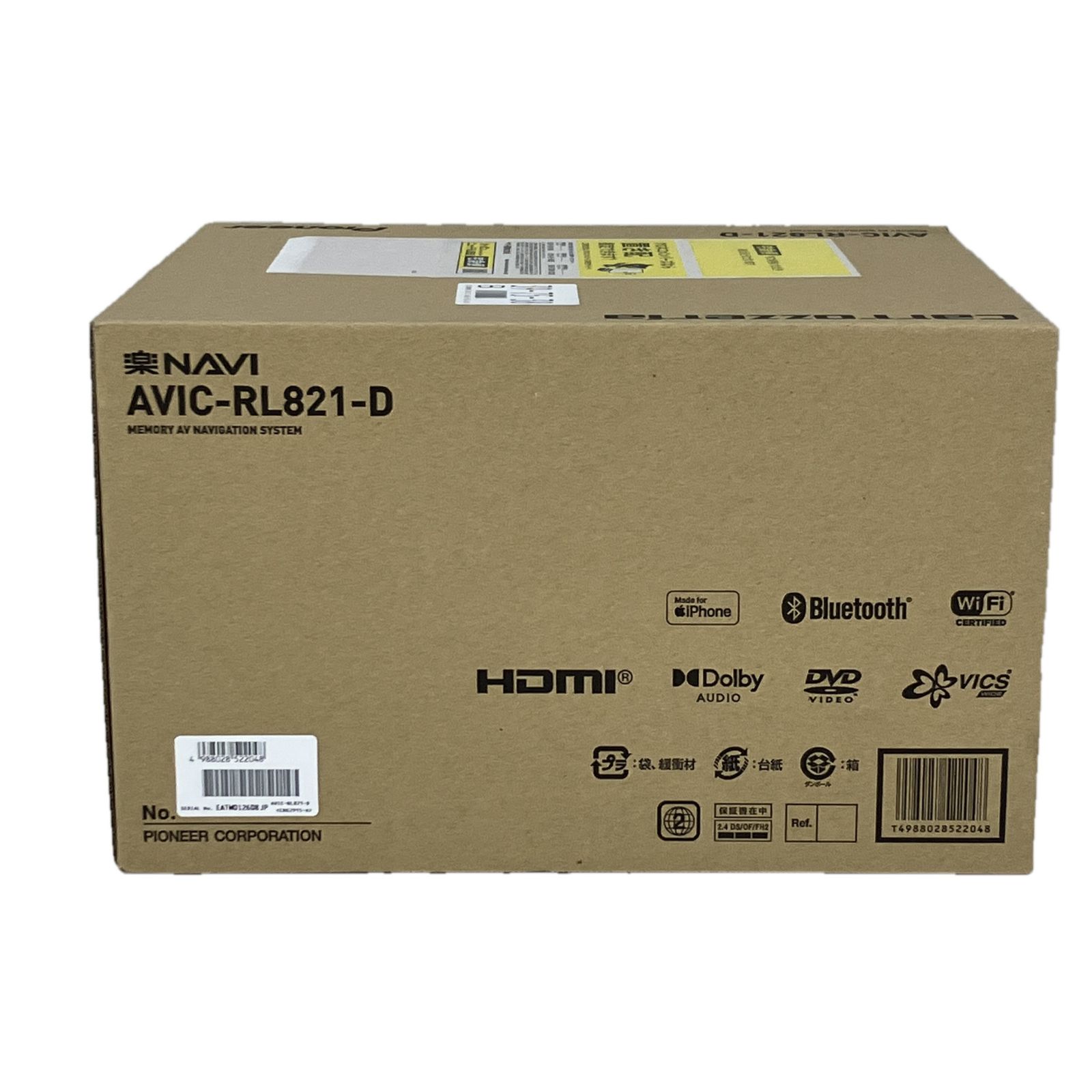 Pioneer AVIC-RL821-D 8インチ 楽ナビ カーナビ 8V型HD 地デジ Bluetooth HDMI ハイレゾ パイオニア S10537010