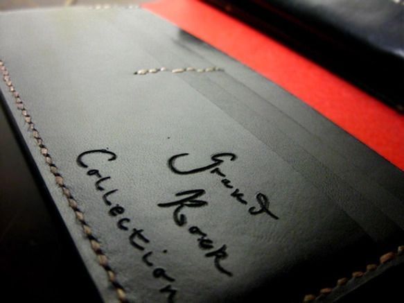 G.R.C ハンドメイド革財布 Long wallet-001-レッドー