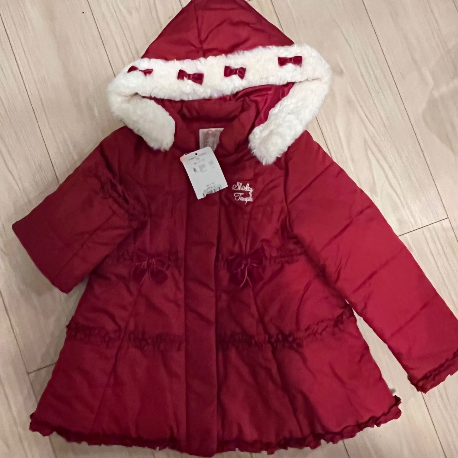 Shirley Temple 赤いリボン付き中綿コート 120cm