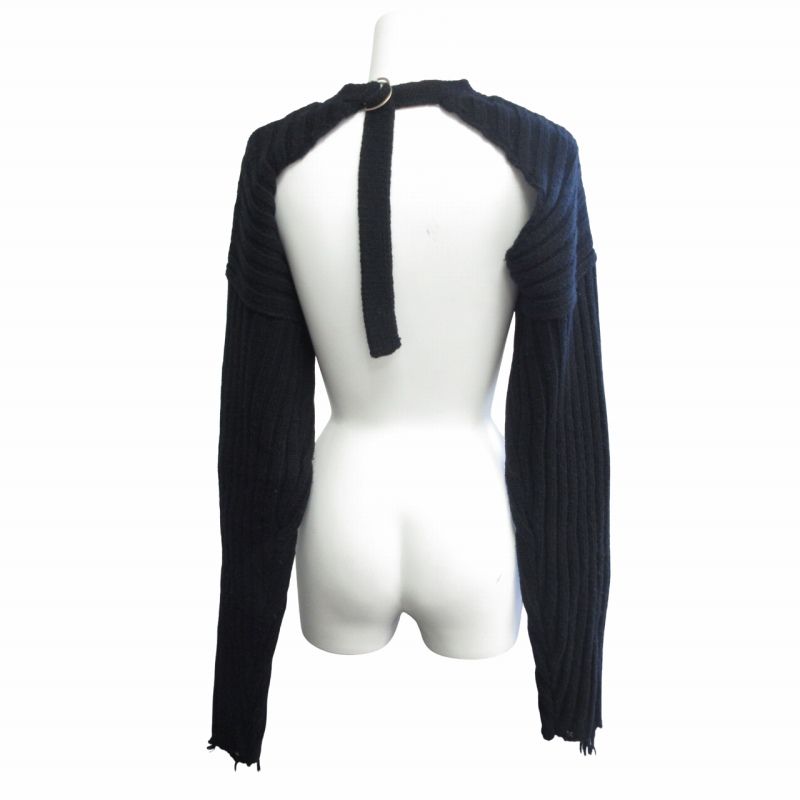 PERVERZE 18AW リブクラッシュニットアーム 黒 F IBO70