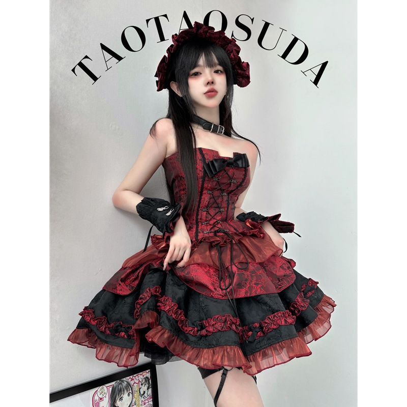 ロリータ ジャンパースカート ハロウィン 仮装 クリスマス 3点セット