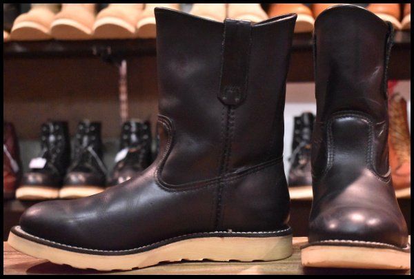 【7.5E 良品 07年】レッドウィング 8169 ペコス 黒 ブラッククローム クッションソール プルオン ブーツ redwing pecos HOPESMORE【EJ256】