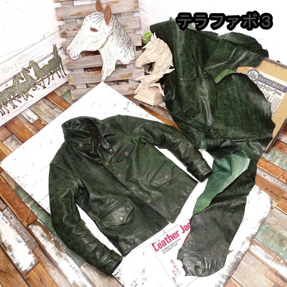 【馬革　ホースレザージャケット】シングル☆雰囲気抜群☆グリーン☆レアカラー☆S 楽天市場】本革 レザーライダースジャケット メンズ シングル