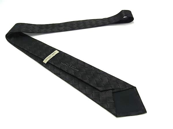 BOTTEGA VENETA ボッテガヴェネタ イントレチャート柄 シルク ネクタイ ビジネス 紳士 メンズ ブラック系 FR2207