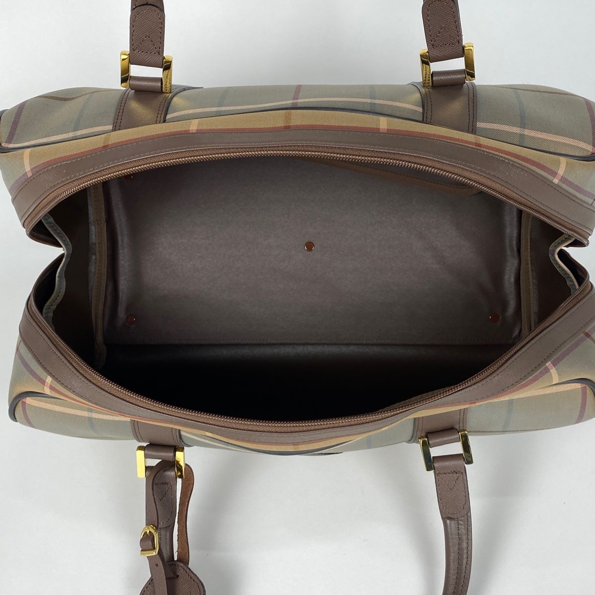 【中古】BURBERRYS(バーバリー)チェック柄 ボストンバッグ