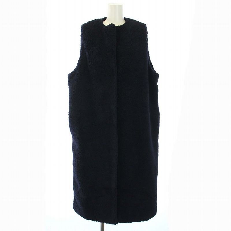 お値下げ中です！ プレインピープル　ネイビー トスカーナボアロングジレ　ジレ PLAIN PEOPLE プレインピープルトスカーナボアロングジレネイビー