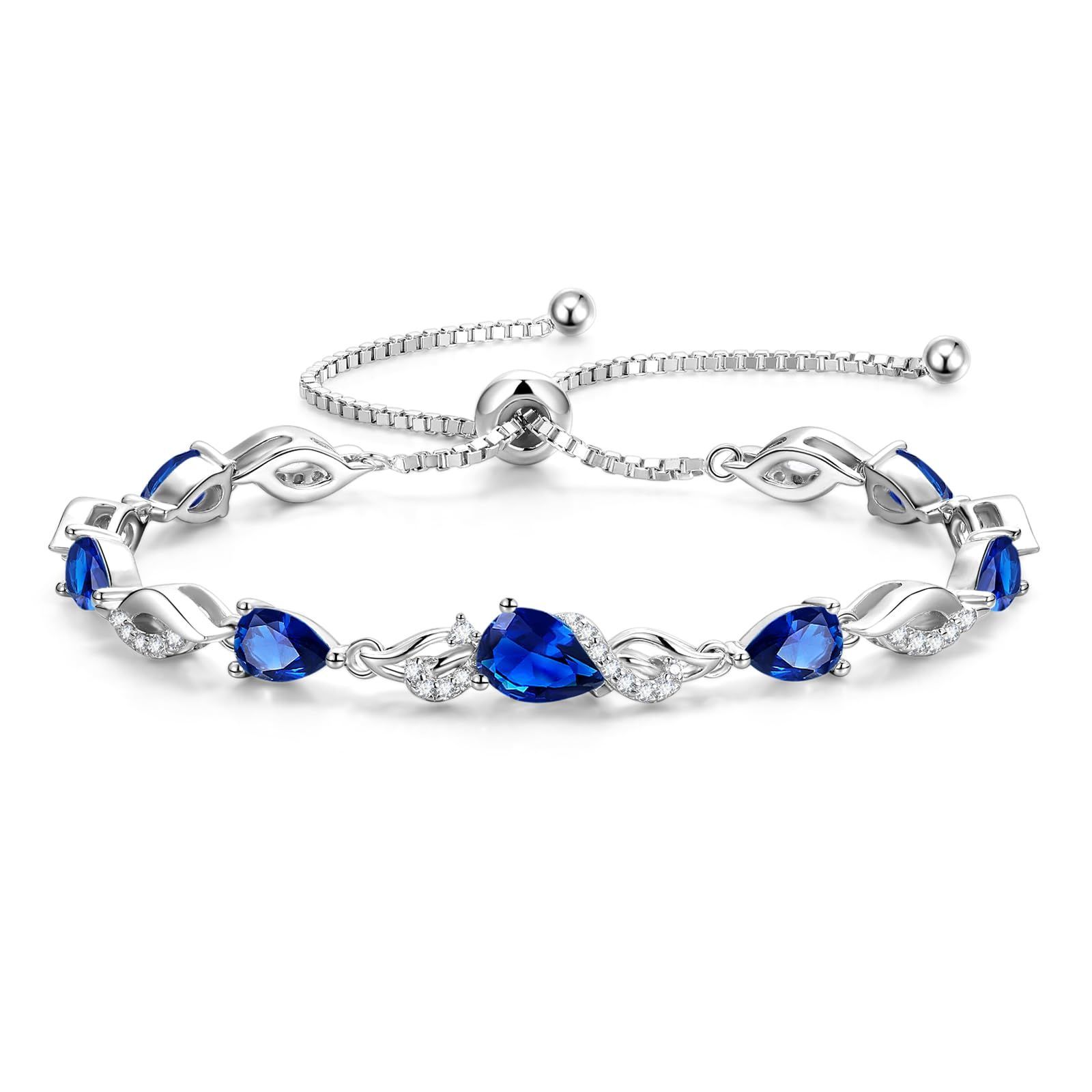 S925 スライド式 シルバー 調節 ジルコニア 腕輪 ボロブレスレット BOLO お守り テニス クリスマス しずく 誕生日 誕生石 12ヶ月 記念日 レディース プレゼント ブレスレット ギフトラッピング付 FANCIME