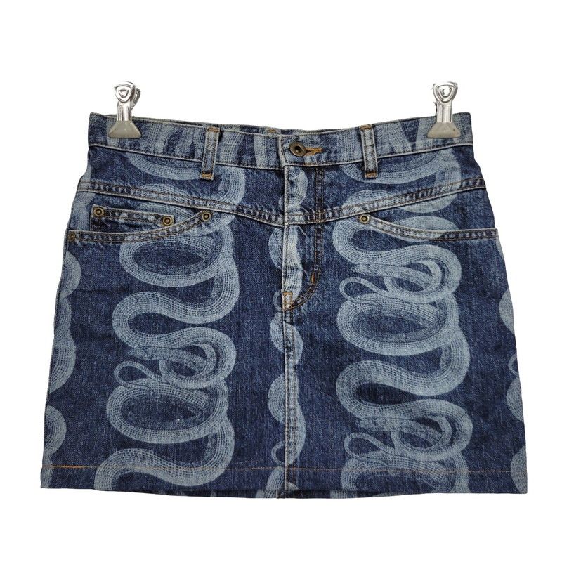 HYSTERICS ヒステリックス SNAKE PRINT DENIM MINI SKIRT 3AK-3032 スネーク プリント デニム ミニスカート 168-250618-as-15-izu