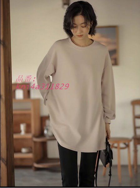 シャツワンピース チュニック トップス 長袖 裾広がり ベージュ フ ワンピース 細く見える 上品 ミセス 送料無料 kni4a311829