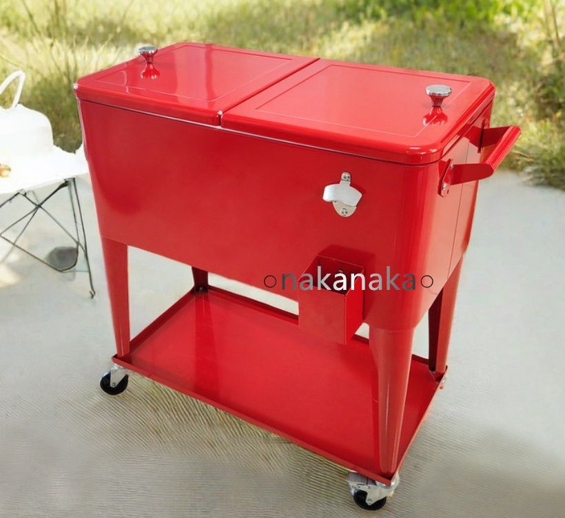 コカ コーラレトロ戸外保温携行式軽量大容量75L冷蔵庫出店氷桶キャンピングカート HRDEVELOPMENT_JP