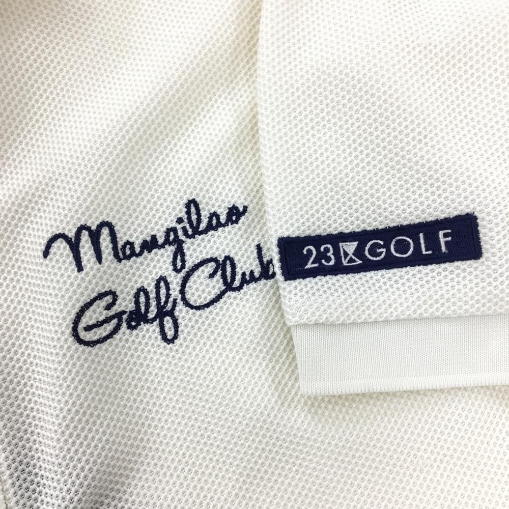 23区ゴルフ 半袖ポロシャツ 白 織生地 MANGILAO GOLF CLUB