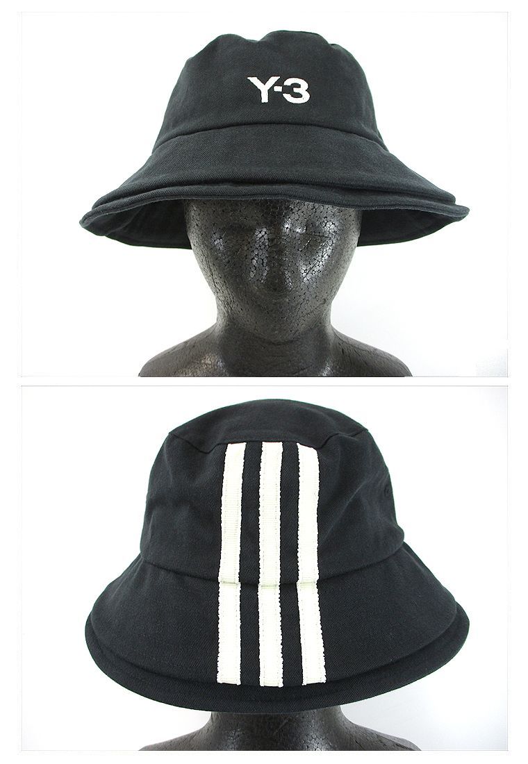 Y-3 ブラック バケットハット ストライプ Y-3 STRP B HAT Y-3│Y-3 ワイスリー
