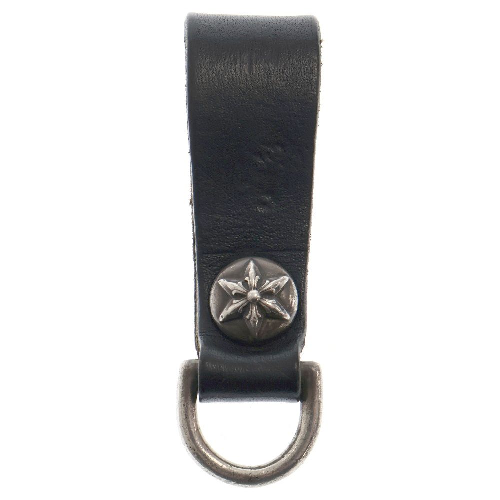 CHROME HEARTS (クロムハーツ) BELT LOOP スターボールボタンレザーベルトループ ブラック/シルバー