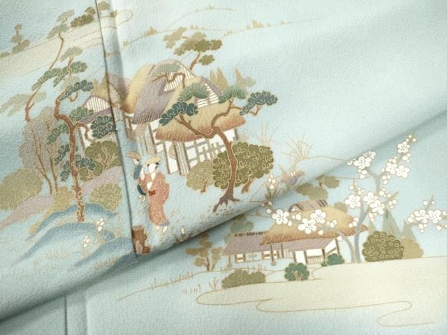 平和屋着物○訪問着 人物風景文 暈し染め 金彩 正絹 逸品 CAAW8679yc