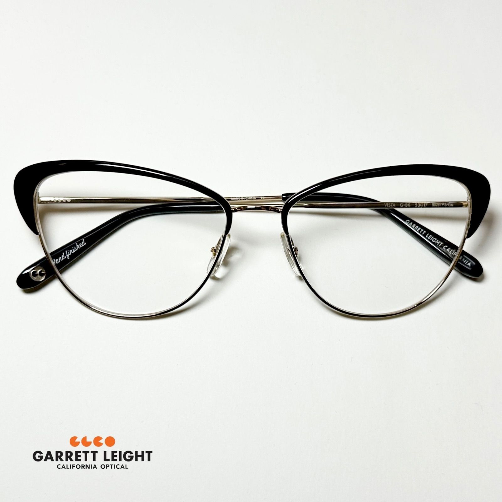 処分価格 Garrett Leight メガネ ｜正規 ｜ギャレットライト 米国ブランド｜VISTA｜純正ケース クロス付｜ 黒 金色