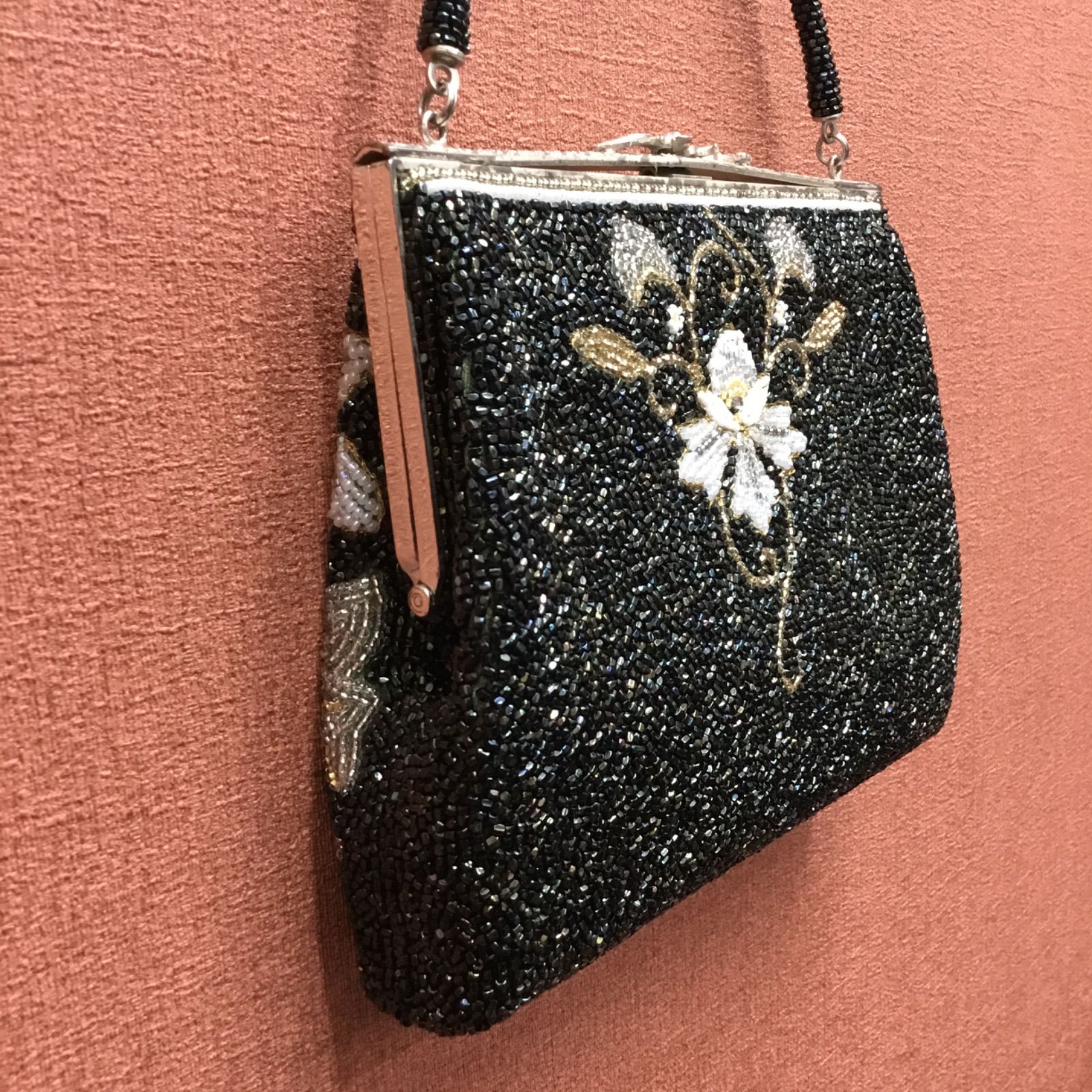 豪華 🔴 はしもと ビーズ刺繍バッグ ／ 昭和レトロ 豪華🔷 ビーズ