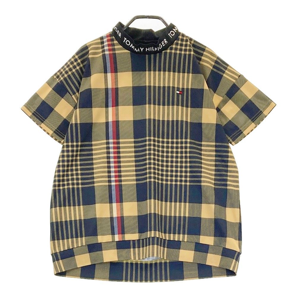 サイズ：L TOMMY HILFIGER GOLF トミー ヒルフィガーゴルフ  ハイネック 半袖Tシャツ チェック柄 イエロー系 [240101388379]# ゴルフウェア レディース ストスト