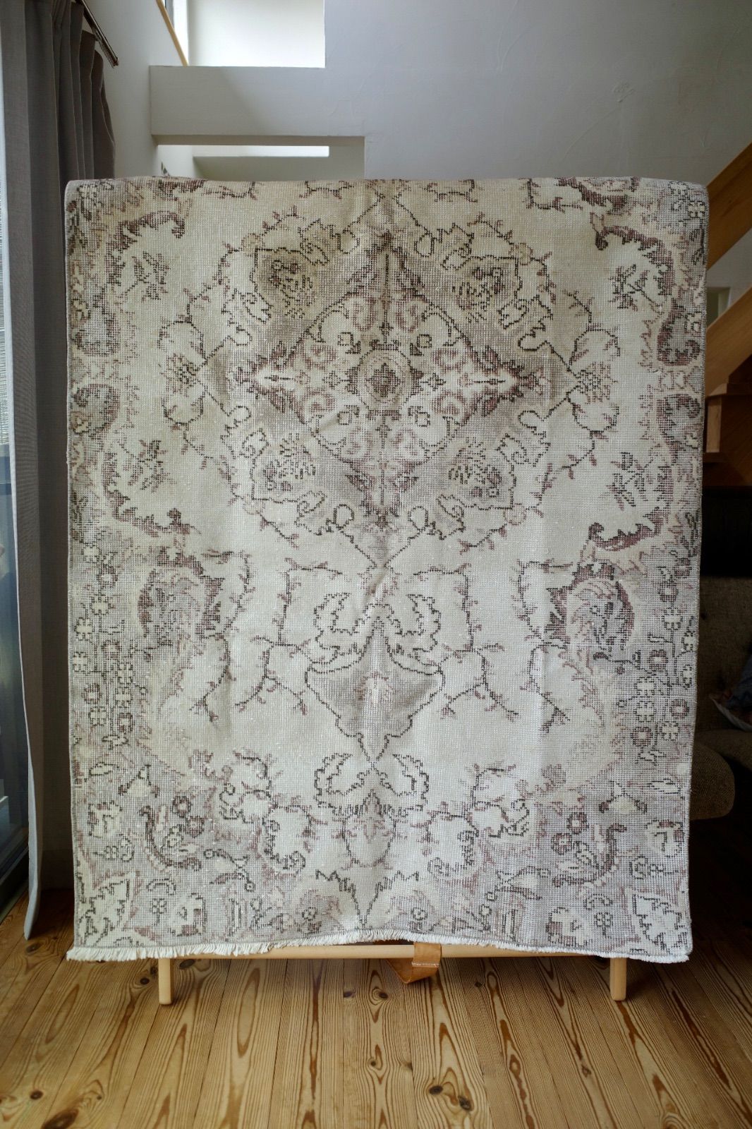 メダリオンヴィンテージラグ サックスブルー メダリオン 110×97 トルコ