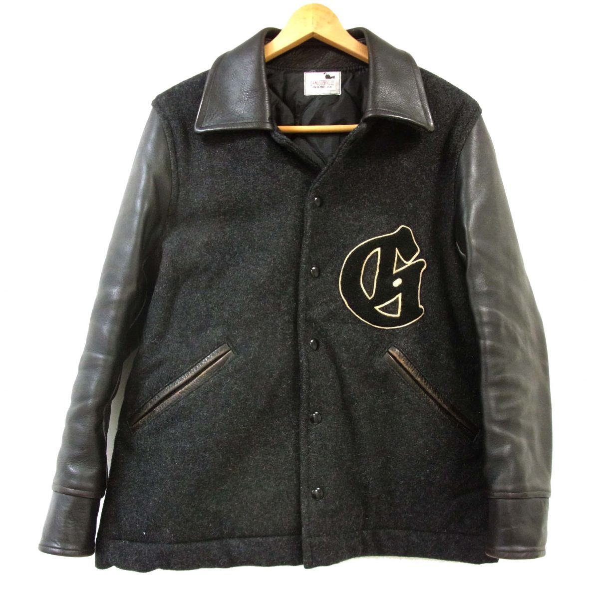 定価74 800円◆GANGSTERVILLE ギャングスタービル 袖革 スタジャン CLASSIC PARLOR - JACKET 牛革 日本製 アワードジャケット メンズ