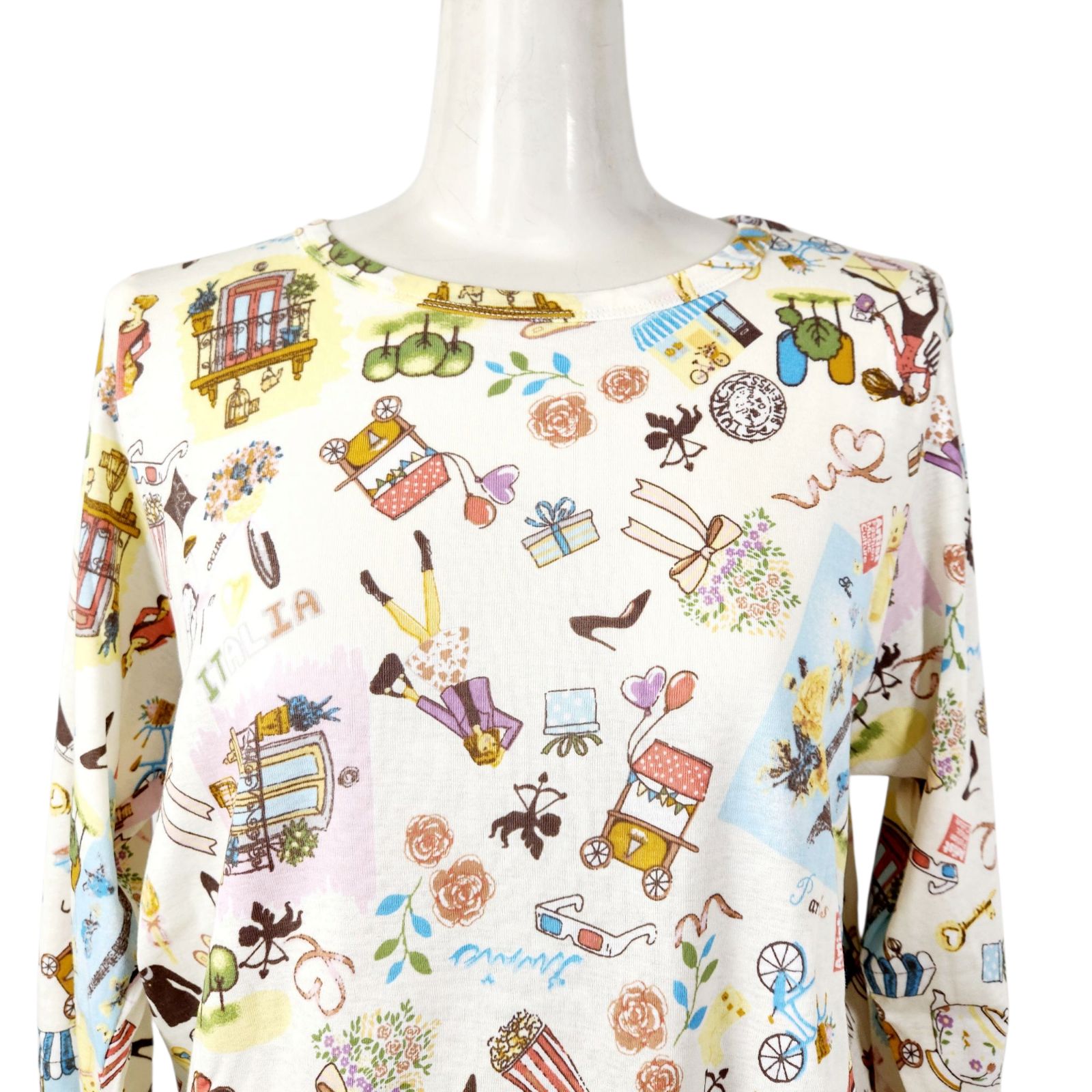 春物入荷 鴨居羊子 TUNIC 8分袖パジャマ パンツ無地 50強撚フライスワールドカフェ 23412
