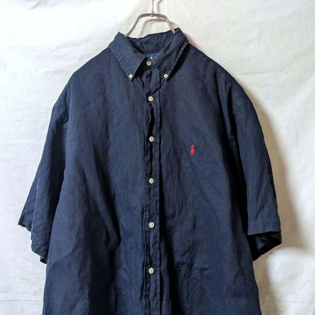 90s|Ralph Lauren|ラルフローレン|リネン 半袖シャツ e656