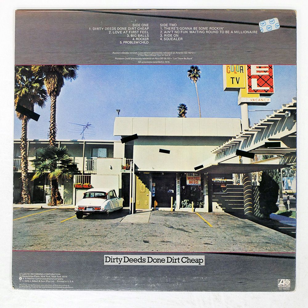 人気ブランドが大特価。 US盤 AC DC DIRTY DEEDS DONE DIR ATLANTIC SD16033 LP 品質保証 !