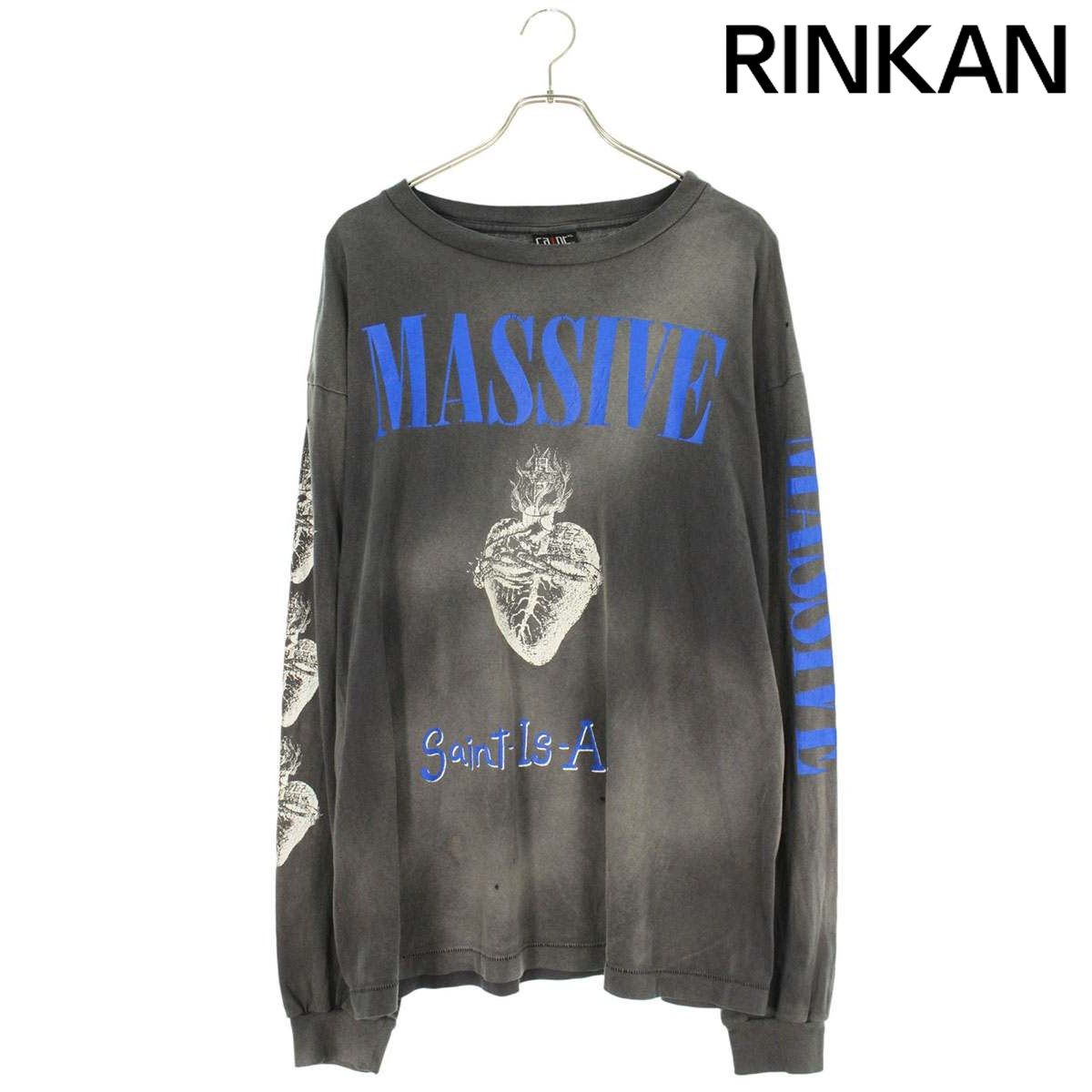 セントマイケル 23AW SM-A23-0000-011 ヴィンテージ加工MASSIVEプリント長袖カットソー メンズ XL